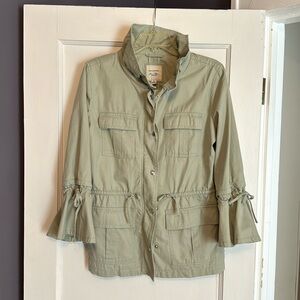 Banana Republic and Olivia Palmer pale green bell sleeves utility jacket.